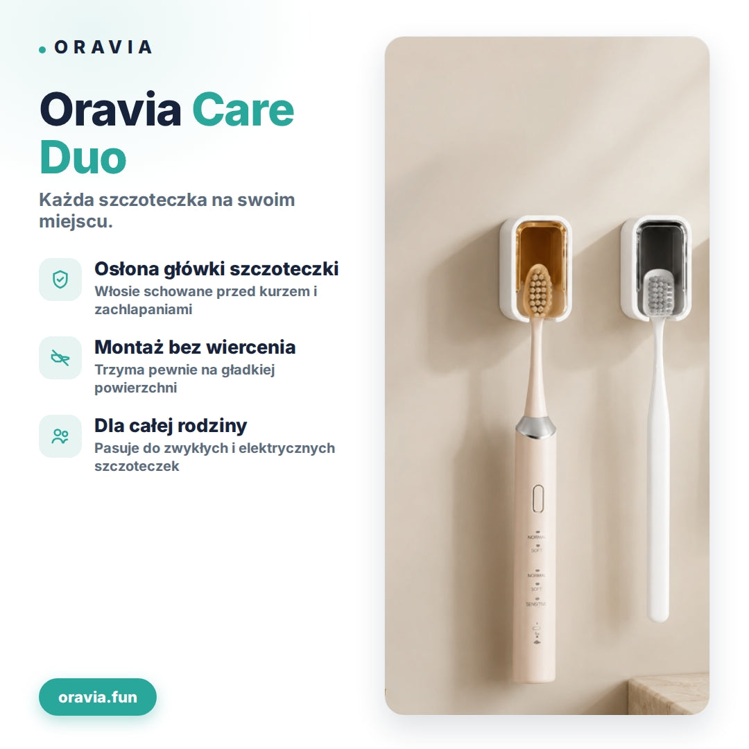 Oravia Care Duo™ – 2 uchwyty ochronne na szczoteczki