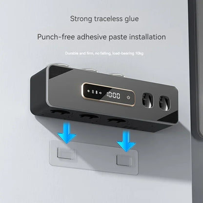 UV Sanitizing Toothbrush Holder, Smart Wall-Mounted Toothbrush Organizer with Automatic Toothpaste Dispenser, USB Charging, Lith